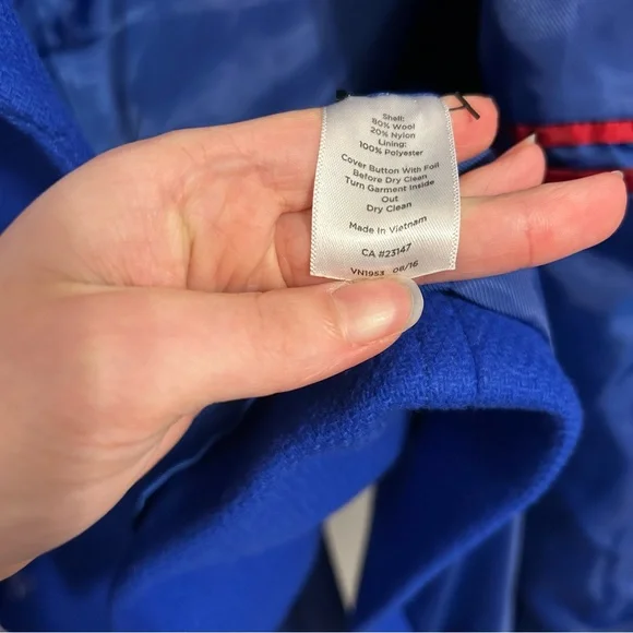 Talbots Pea Coat Italian Woven Wool Lined Double Breasted Size 20 Royal Blue - Picture 13 of 15